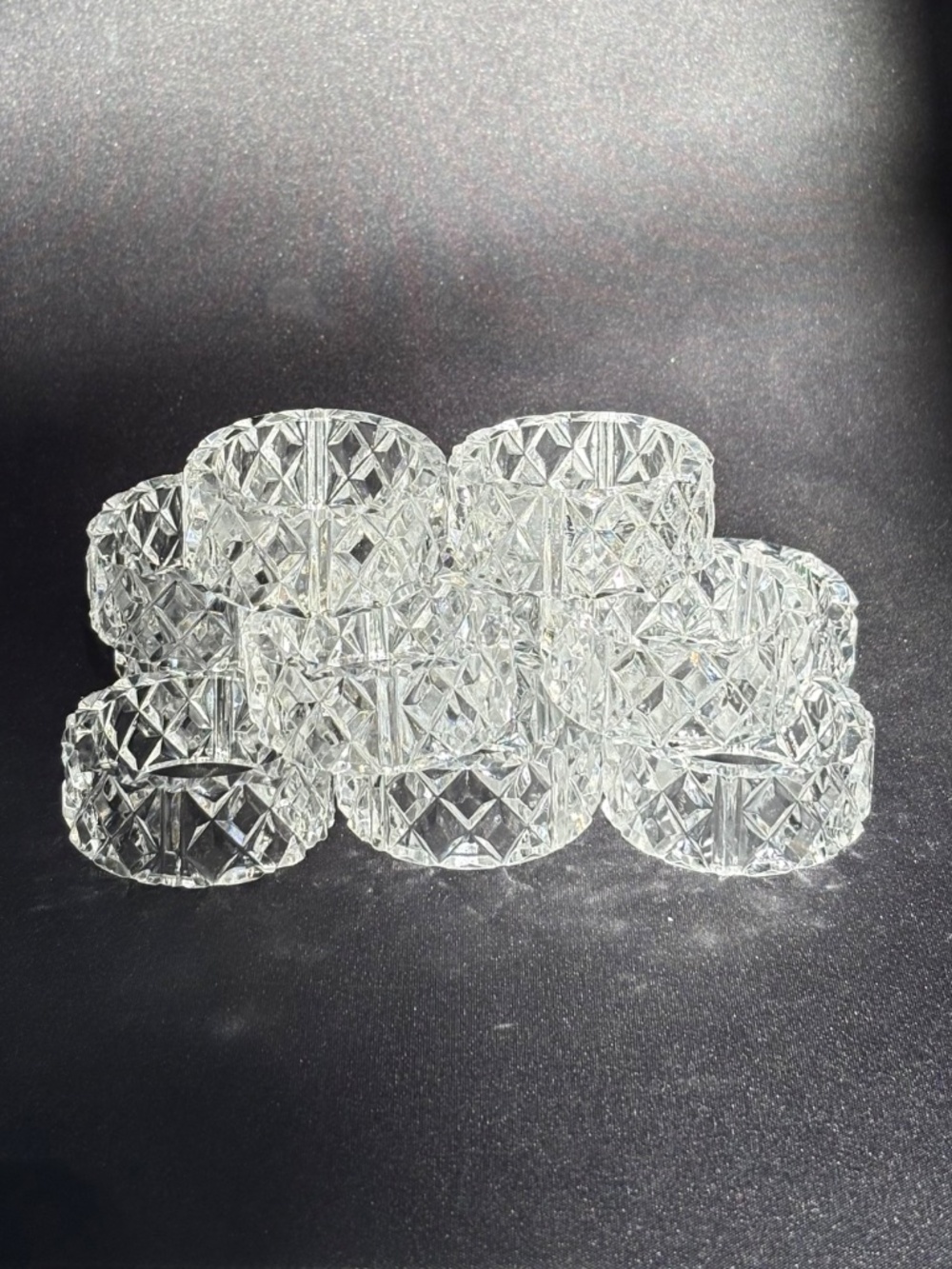 Vintage 24% Lead Crystal Napkin Rings Set of 12, Made in Western Germany Diamond